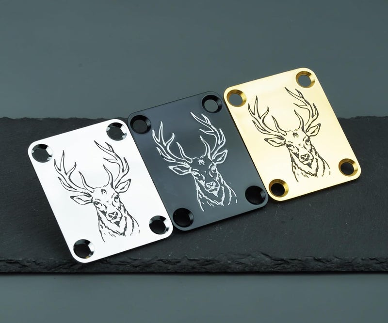 guyker Guitar Neck Plate, 4-Holes Stainless Steel Electric Guitar Bass Neck Joint Plate NeckPlate Replacement Part (GN003, Chrome) - Image 4